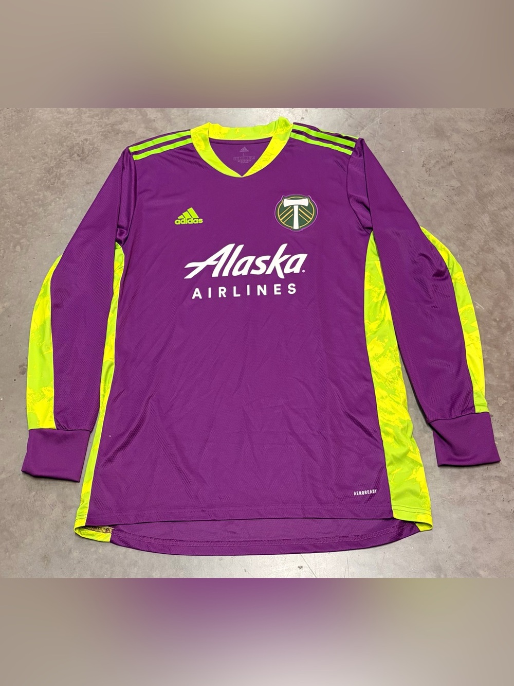 adidas mens Long Sleeve keeper Soccer Jersey in Purple and Neon Yellow
